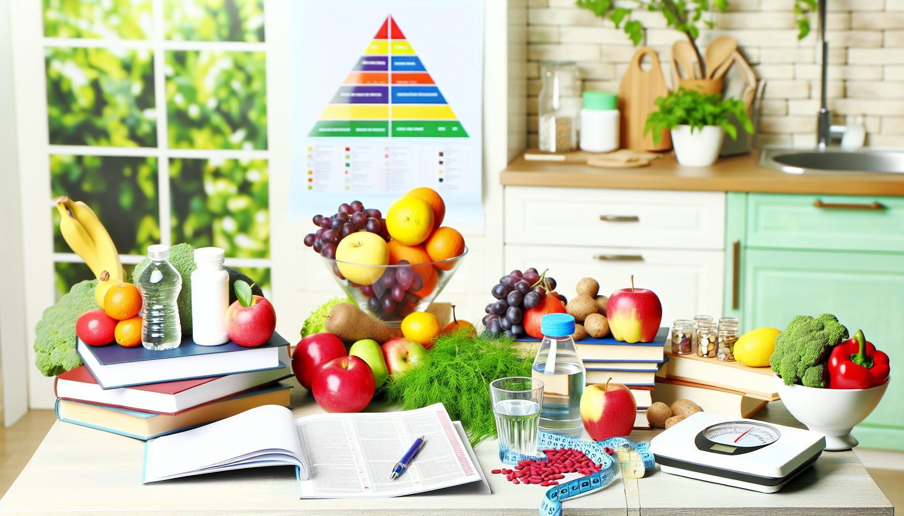 die besten diäten für anfänger: tipps und empfehlungen 2 eine vielzahl von diã¤tmethoden und -techniken liegt auf einem tisch ausgebreitet. es kã¶nnten einige bã¼cher ã¼ber diã¤ten, ein diagramm, das die lebensmittelpyramide darstellt, eine sammlung gesunder frã¼chte und gemã¼se, eine kã¼chenwaage zum messen von portionen, eine flasche vitamine und ein glas wasser vorhanden sein. die umgebung ist eine kã¼che mit einer ruhigen und sauberen atmosphã¤re.